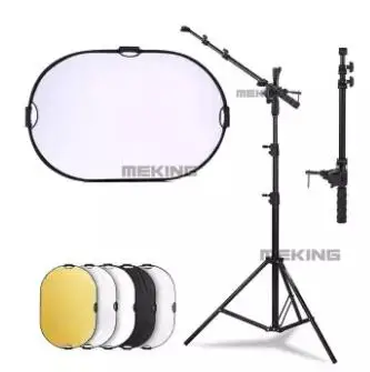 Studio Photo Reflector Holder Bracket Arm Support Cross Bar+ Tripod Light Stand + 5in1 120x80cm Reflector Disc
Studio Photo Reflector Holder Bracket Arm Support Cross Bar+ Tripod Light Stand + 5in1 120x80cm Reflector Disc