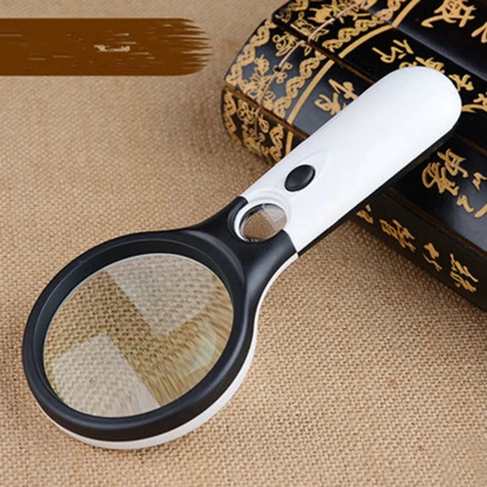 

Handheld 3X 45X Illuminated Magnifier Microscope Magnifying Glass Aid Reading for Seniors loupe Jewelry Repair Tool With 3 LED