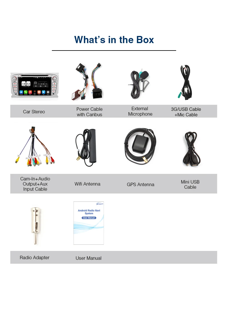 Discount Pumpkin2 Din 7"Android 9.0 Car DVD Player GPS Navigation Qcta-Core 4G RAM Car Stereo For Ford Focus/Mondeo Wifi 4G OBD2 Headunit 24