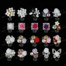 10 шт./партия, сплав для маникюра, искусство 3d, плоские цветы, бриллианты, жемчужные украшения, стразы, узоры для ногтей(China)