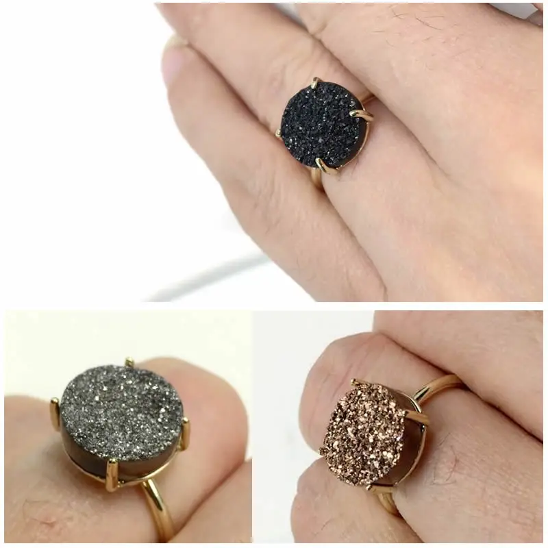 Natural Druzy Stone Ring Electroplated Gold-color Unadjustable size New Jewelry Crystalline quartz ring For Women Festival Gifts
Natural Druzy Stone Ring Electroplated Gold-color Unadjustable size New Jewelry Crystalline quartz ring For Women Festival Gifts