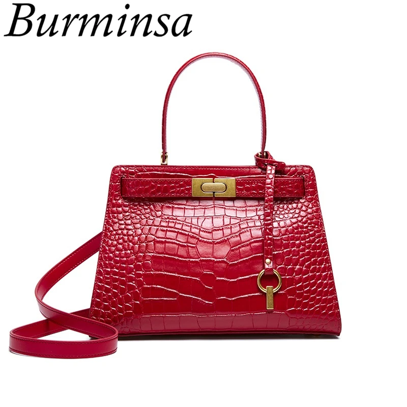 Burminsa Winter Chic Crocodile Genuine Leather Handbags For Women Lock Design High Quality Ladies Shoulder Messenger Bags 2019
Burminsa Winter Chic Crocodile Genuine Leather Handbags For Women Lock Design High Quality Ladies Shoulder Messenger Bags 2019