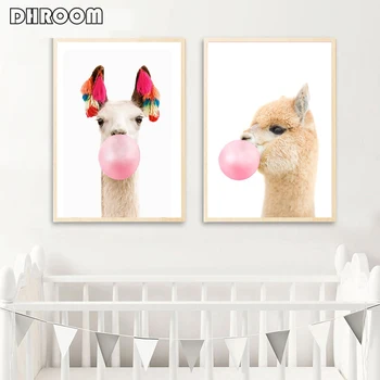 Llama Print Bubble Gum Wall Art Alpaca Boho Style Canvas Art Painting Animal Wall Picture Nursery Kids Room Decor Funny Poster
Llama Print Bubble Gum Wall Art Alpaca Boho Style Canvas Art Painting Animal Wall Picture Nursery Kids Room Decor Funny Poster