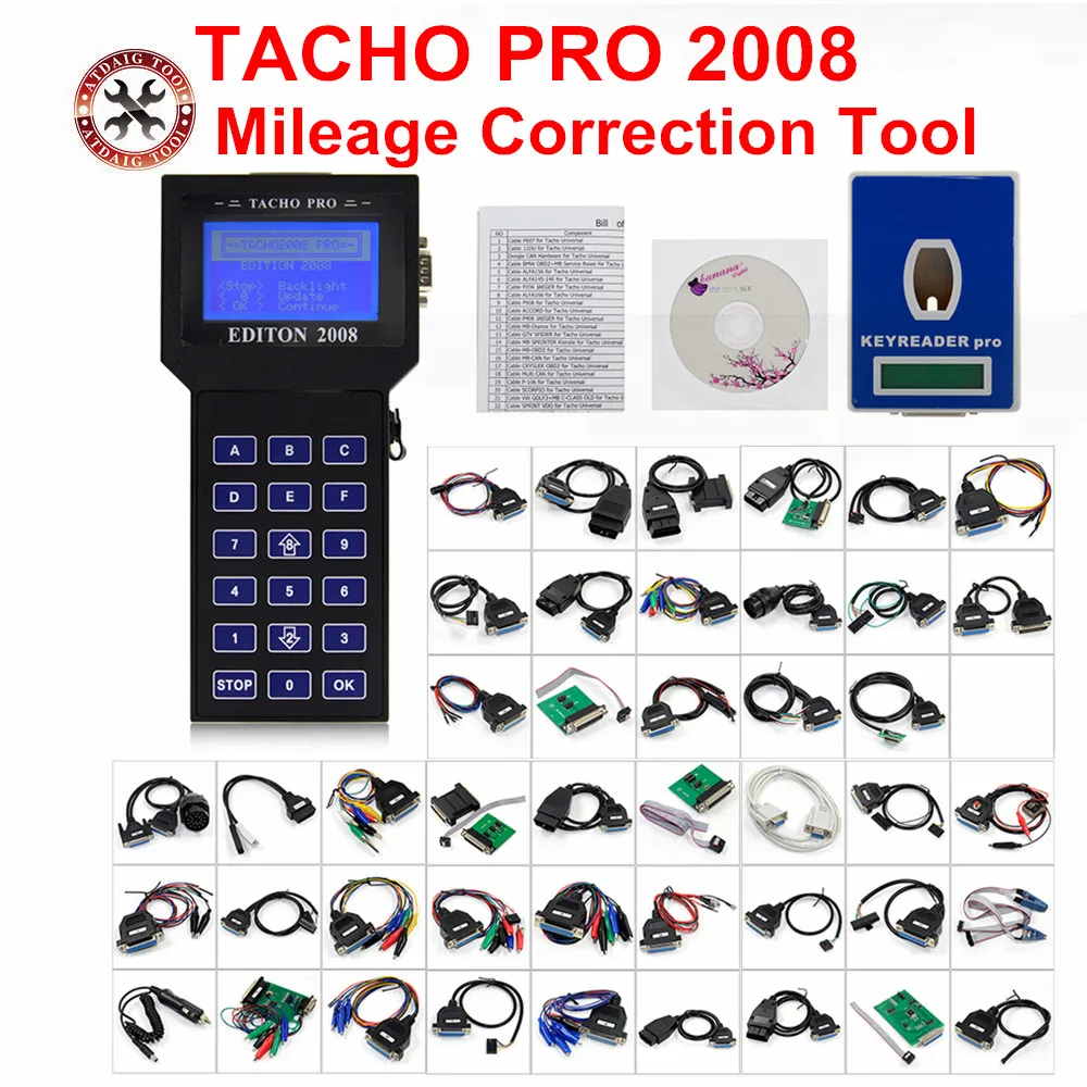 2018 Newest tacho pro 2008 unlock version main unit mileage adjuster full cable universal Dash Programmer car odmeter reset tool
2018 Newest tacho pro 2008 unlock version main unit mileage adjuster full cable universal Dash Programmer car odmeter reset tool