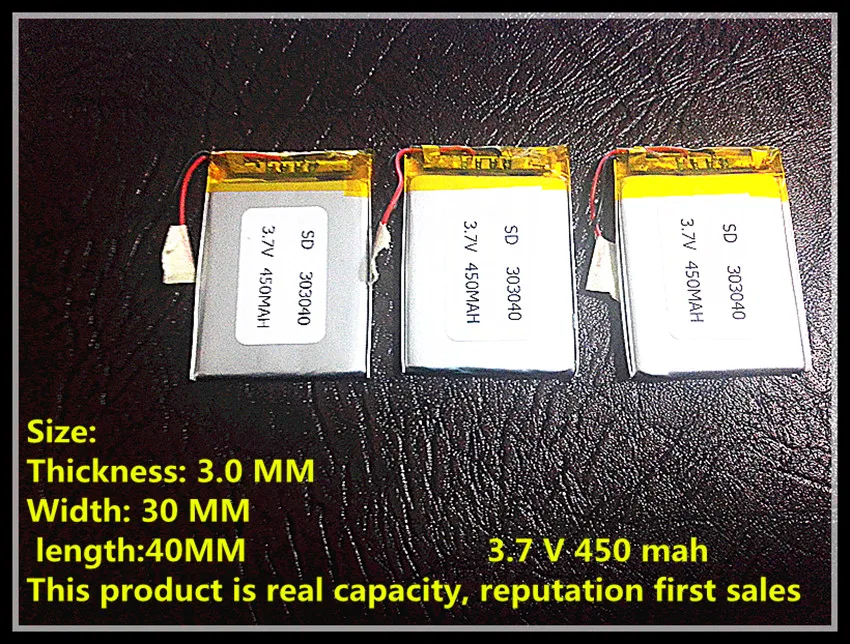 3.7 v 450mah lithium batteries MP3 electric X30 small acoustics pedometer MP4 303040 gm vehicle traveling data recorder panels
3.7 v 450mah lithium batteries MP3 electric X30 small acoustics pedometer MP4 303040 gm vehicle traveling data recorder panels