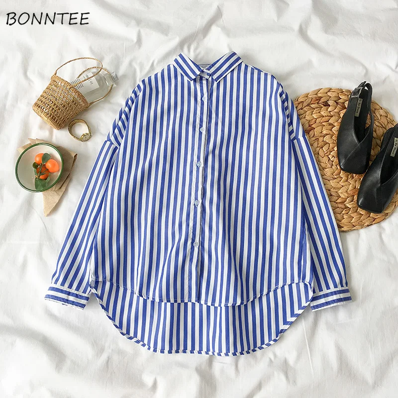 Shirts Women Striped Long Sleeve Loose Simple All-match Korean Shirt Womens BF Harajuku Ulzzang Soft Blouses and Tops Cchic
Shirts Women Striped Long Sleeve Loose Simple All-match Korean Shirt Womens BF Harajuku Ulzzang Soft Blouses and Tops Cchic