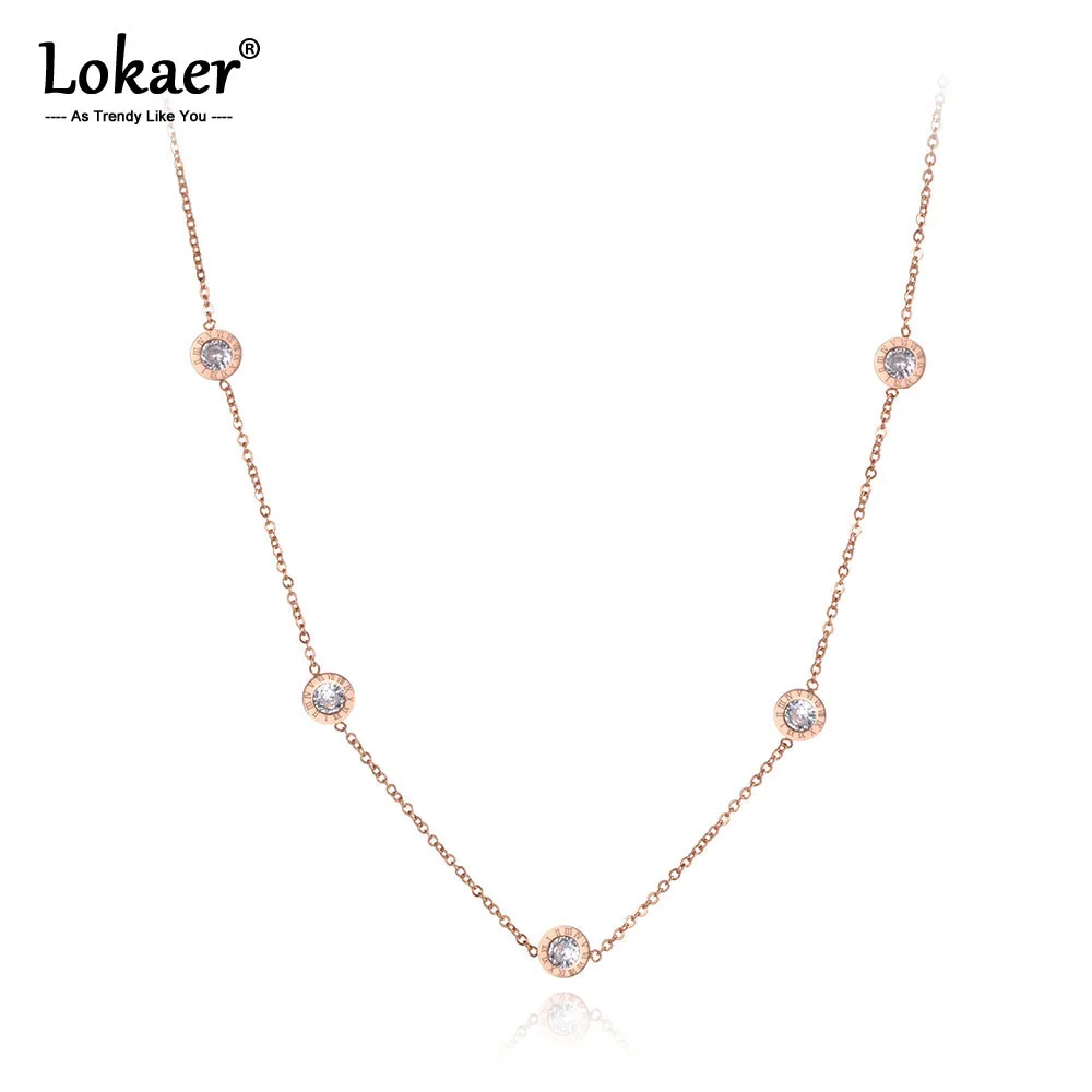 Lokaer Trendy Titanium Steel 5Pcs Roman Numeral CZ Crystal Pendant Necklaces Jewelry Rose Gold Wedding Necklace For Women N19101
Lokaer Trendy Titanium Steel 5Pcs Roman Numeral CZ Crystal Pendant Necklaces Jewelry Rose Gold Wedding Necklace For Women N19101