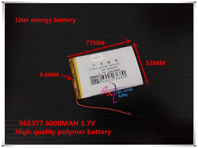 3.7V 6000mAH 965377 Polymer lithium ion / Li-ion battery for tablet pc cell phone POWER BANK |