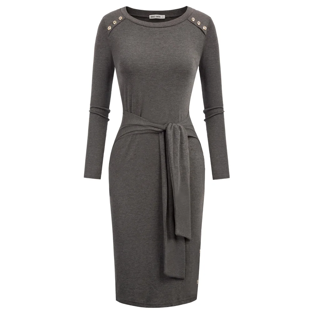 Women stretch slim dress retro Long Sleeve Crew Neck Button-Accent Tie-Front Hips-wrapped Dress party office lady work dresses
Women stretch slim dress retro Long Sleeve Crew Neck Button-Accent Tie-Front Hips-wrapped Dress party office lady work dresses