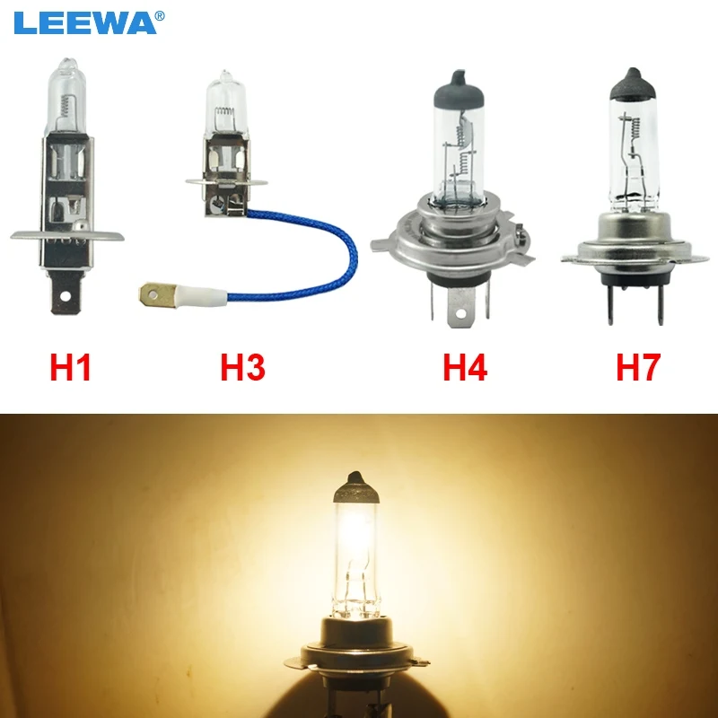 

LEEWA 100pcs Warm White Auto H1/H3/H4/H7 DC24V 70W/100W Halogen Bulb Truck Bus Headlight Foglight Driving Lamp 3000K