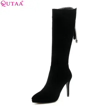 QUTAA 2019 Women Knee High Boots Thin High Heel Winter Shoes Platform Sexy Zipper Women Motorcycle Boots Big Size 34-43
QUTAA 2019 Women Knee High Boots Thin High Heel Winter Shoes Platform Sexy Zipper Women Motorcycle Boots Big Size 34-43
