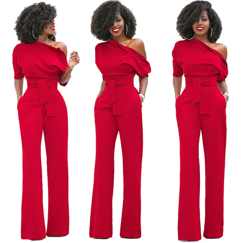 Fashion Autumn Women Sexy Jumpsuit Half Sleeves Off One Shoulder High Waist Ladies Casual Wide Leg Pants Romper AIC88
Fashion Autumn Women Sexy Jumpsuit Half Sleeves Off One Shoulder High Waist Ladies Casual Wide Leg Pants Romper AIC88