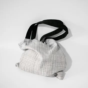 YILE Open no Lining Cotton Linen Eco shopping Tote Shoulder Bag Grey Mini Check Black Strap C12b
YILE Open no Lining Cotton Linen Eco shopping Tote Shoulder Bag Grey Mini Check Black Strap C12b