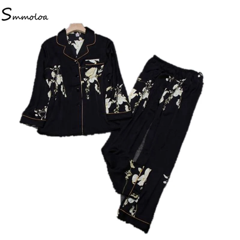 Smmoloa Silk Pajamas Floral Printed Short Sleeve Long Pants Set Pyjamas Shorts Sets Women Summer Housewear
Smmoloa Silk Pajamas Floral Printed Short Sleeve Long Pants Set Pyjamas Shorts Sets Women Summer Housewear