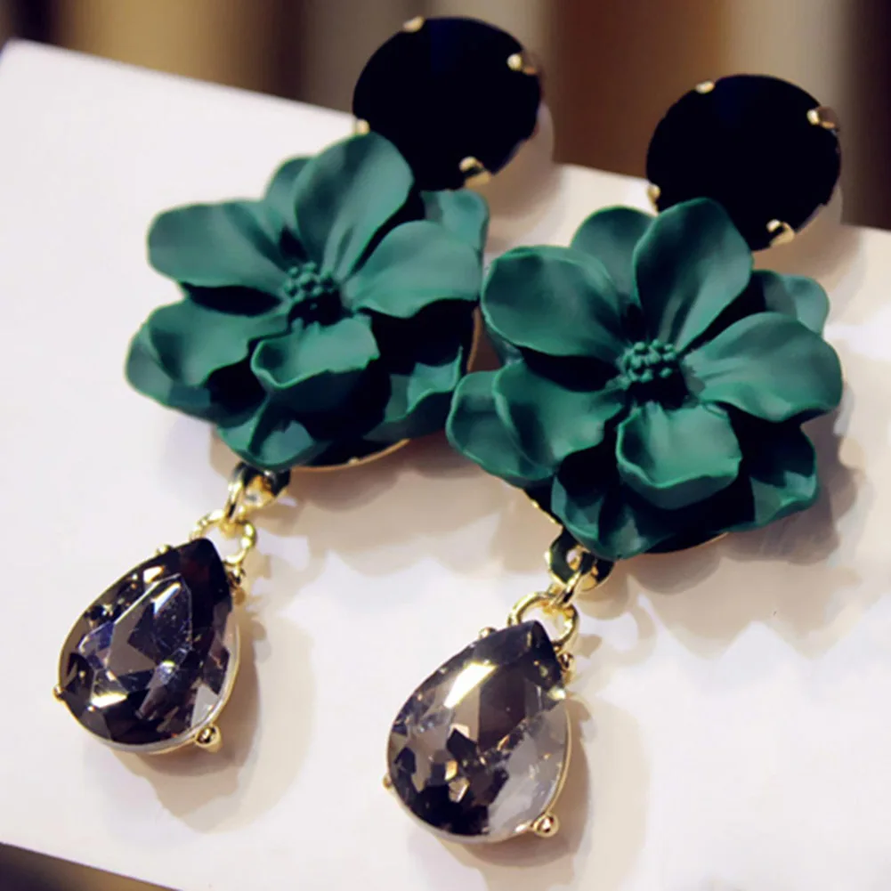 Vintage Bohemia Natural Stone Black Crystal Big Earring For Women Fashion Jewelry Green Flower Dangle Drop Earrings Bijoux
Vintage Bohemia Natural Stone Black Crystal Big Earring For Women Fashion Jewelry Green Flower Dangle Drop Earrings Bijoux