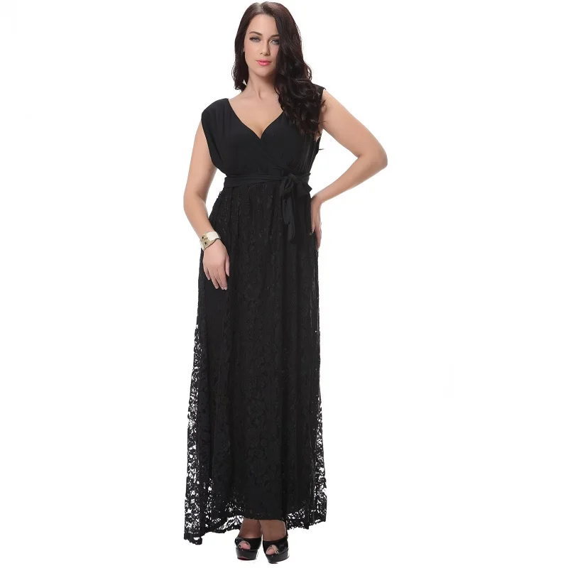 Sexy women v neck sleeveless lace patchwork eveving party wrap maxi dress robe longue femme tunic high waist black dress 6XL 7XL
Sexy women v neck sleeveless lace patchwork eveving party wrap maxi dress robe longue femme tunic high waist black dress 6XL 7XL