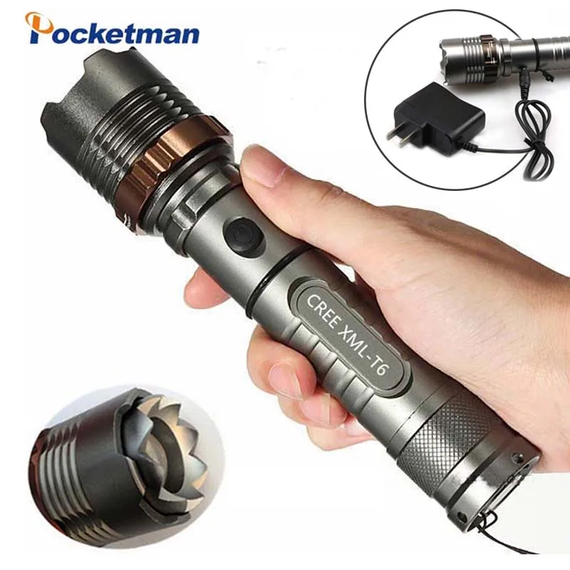 8000lm XM-L T6 LED Flashlight Torch Rechargeable Lantern Hunting FlashLight for 18650/AAA battery direct charge Z90
8000lm XM-L T6 LED Flashlight Torch Rechargeable Lantern Hunting FlashLight for 18650/AAA battery direct charge Z90