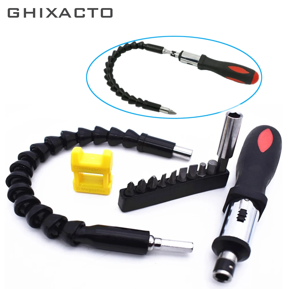 GHIXAC 13pc Two-way Ratchet Screwdriver Set Hand Tool Kit with Universal Flexible Shaft Screwdriver Bits Connected Rod Magnetize
GHIXAC 13pc Two-way Ratchet Screwdriver Set Hand Tool Kit with Universal Flexible Shaft Screwdriver Bits Connected Rod Magnetize
