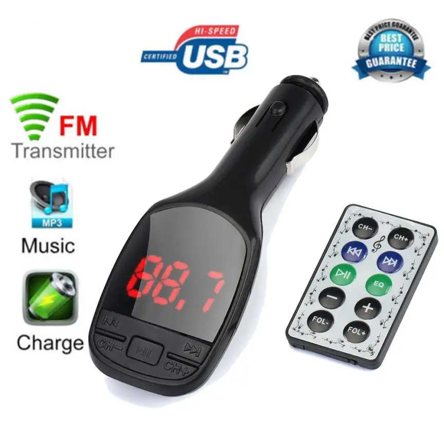 12V Car Kit MP3 Music Player FM Transmitter Modulator USB Charger SD//MMC Remote
