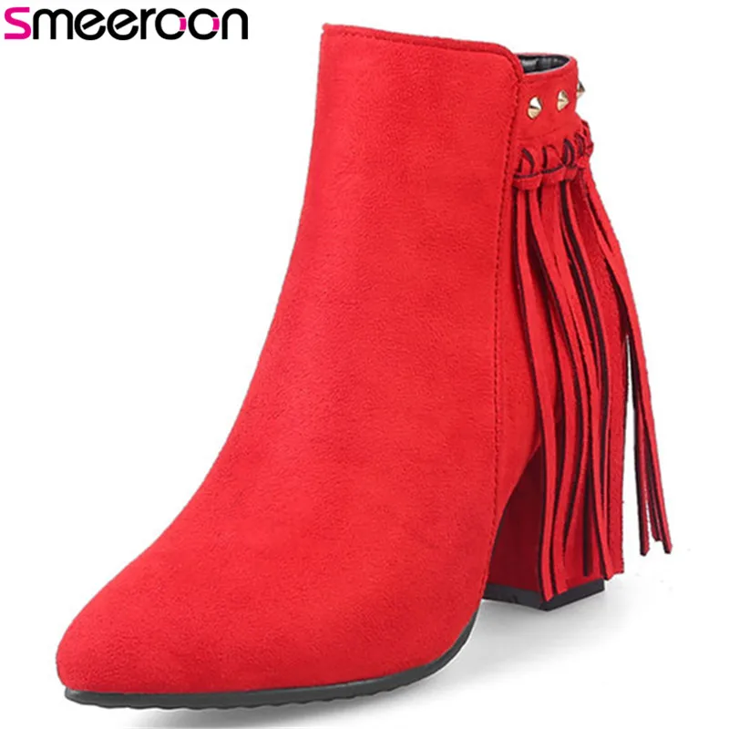 Smeeroon 2018 new ankle boots for women zip+fringe autumn winter boots high heels pointed toe women boots prom shoes
Smeeroon 2018 new ankle boots for women zip+fringe autumn winter boots high heels pointed toe women boots prom shoes