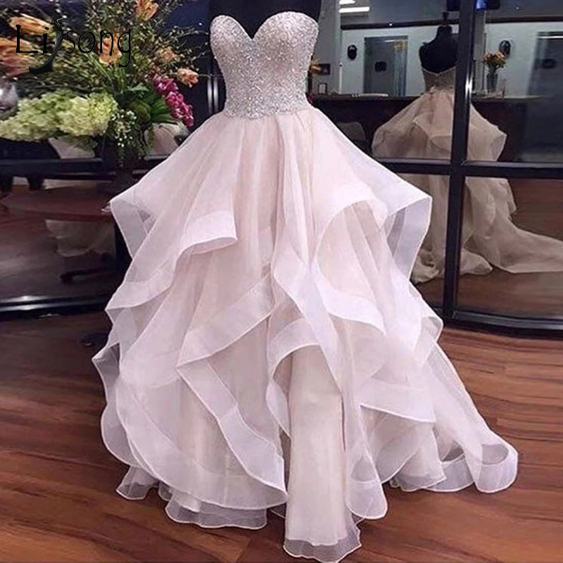 Backless Vestido De Noiva Muslim Wedding Dresses Ball Gown Sweetheart Tulle Beaded Boho Dubai Arabic Bridal | Свадьбы и торжества