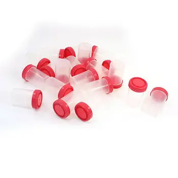 20Pcs Red Cover Clear Plastic Round Shape Urine Test Cups Holder 90mL
20Pcs Red Cover Clear Plastic Round Shape Urine Test Cups Holder 90mL