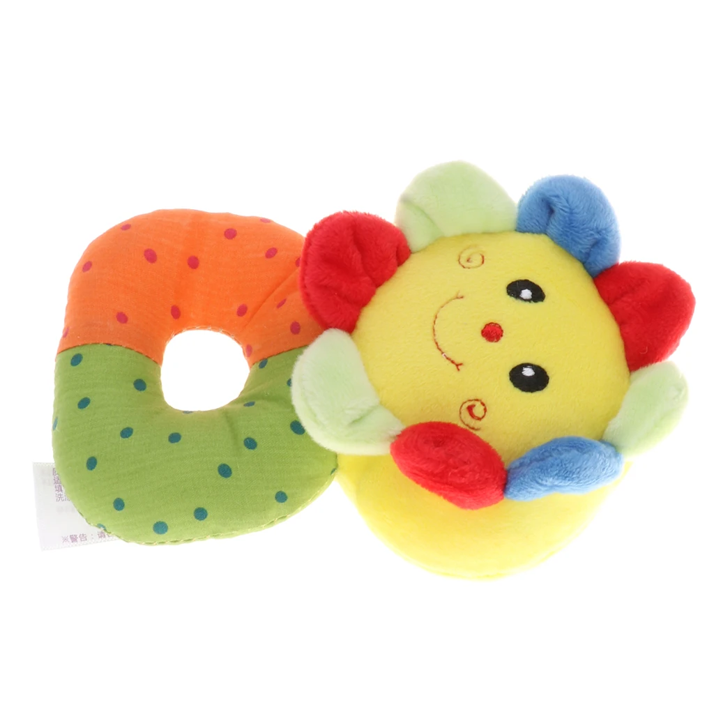 Infant Baby Plush Stuffed Rattle Ring Clutching Sensory Toys Crib Musical Shaker Handbell Jingle Bells Developmental