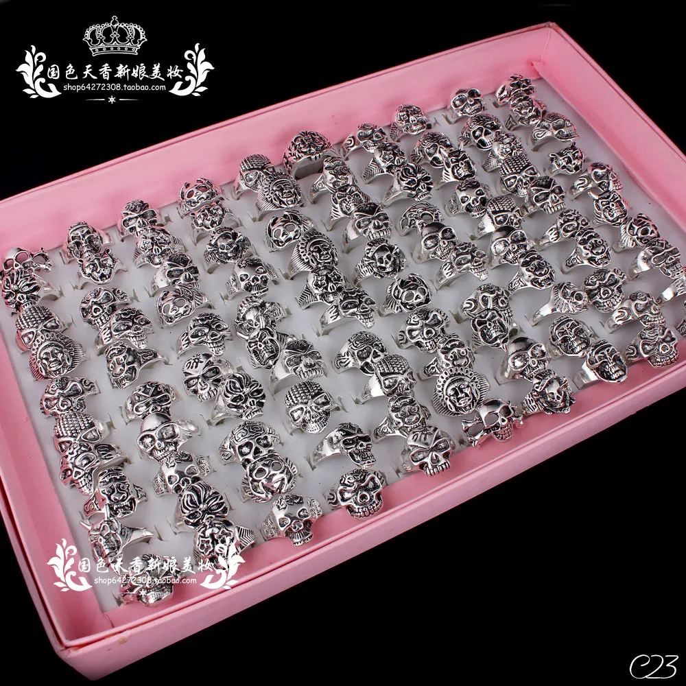 Wholesale 100pcs Mixed Styles & Size Fashion Rings Women Man Unisex Gothic Skull Skeleton Silver Metal Ring Punk Biker Jewelry
Wholesale 100pcs Mixed Styles & Size Fashion Rings Women Man Unisex Gothic Skull Skeleton Silver Metal Ring Punk Biker Jewelry
