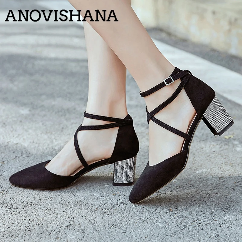 ANOVISHANA 2019 New Cross tied Shoes woman High heels Women's sandals Pointed toe Buckle Flock glitter heel black size 43
ANOVISHANA 2019 New Cross tied Shoes woman High heels Women's sandals Pointed toe Buckle Flock glitter heel black size 43