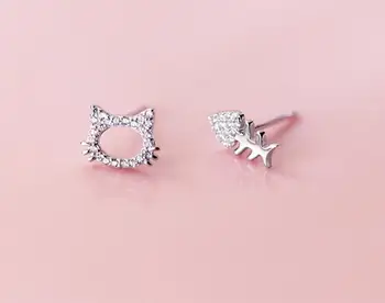 asymmetry Earrings Authentic Real 100% 925 Sterling Silver fine Jewelry Open Kitten Cat& Fishbone CZ Set Stud Earrings GTLE2365
asymmetry Earrings Authentic Real 100% 925 Sterling Silver fine Jewelry Open Kitten Cat& Fishbone CZ Set Stud Earrings GTLE2365