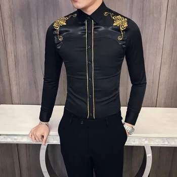 2019 Spring Fashion Korean Embroidered Slim Long Sleeve Shirt Men's Kemeja Pria Summer Social Club Ball Solid Color Men's Shirt
2019 Spring Fashion Korean Embroidered Slim Long Sleeve Shirt Men's Kemeja Pria Summer Social Club Ball Solid Color Men's Shirt