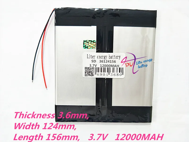 Tablet PC battery capacity 36124156 3.7V 12000mA Universal Li-ion battery for tablet pc 7 inch 8 inch 9inch 10inch 11 inch
Tablet PC battery capacity 36124156 3.7V 12000mA Universal Li-ion battery for tablet pc 7 inch 8 inch 9inch 10inch 11 inch