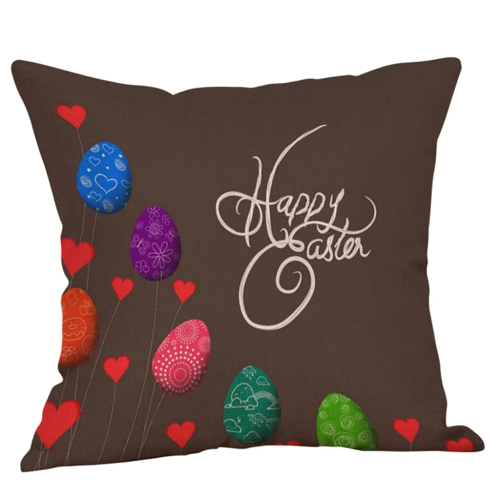 

Gajjar Vintage Happy Easter Bunny Pillow Cover Linen Sofa Cushion Cover Home Decor Pillow Case 40X40cm Decorative Pillows HX0412