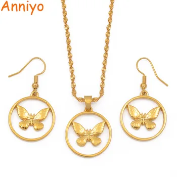 Anniyo Round Butterfly Pendant Necklaces and Earrings for Women Girls Gold Color PNG Jewelry Wedding Party Sets Girls #015116
Anniyo Round Butterfly Pendant Necklaces and Earrings for Women Girls Gold Color PNG Jewelry Wedding Party Sets Girls #015116
