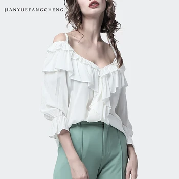 Women Strap Blouse Off Shoulder Slash Neck Ruffle Top Fashion Lantern Sleeve Loose Plus Size Sexy Streetwear Summer Blouses
Women Strap Blouse Off Shoulder Slash Neck Ruffle Top Fashion Lantern Sleeve Loose Plus Size Sexy Streetwear Summer Blouses
