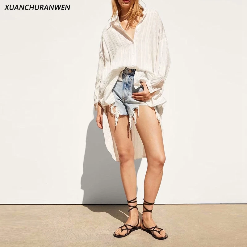 Plus Size Loose Chiffon Blouse Women Long Sleeve Striped Casual Shirts Spring Long Shirts Streetwear Top ZA9332
Plus Size Loose Chiffon Blouse Women Long Sleeve Striped Casual Shirts Spring Long Shirts Streetwear Top ZA9332