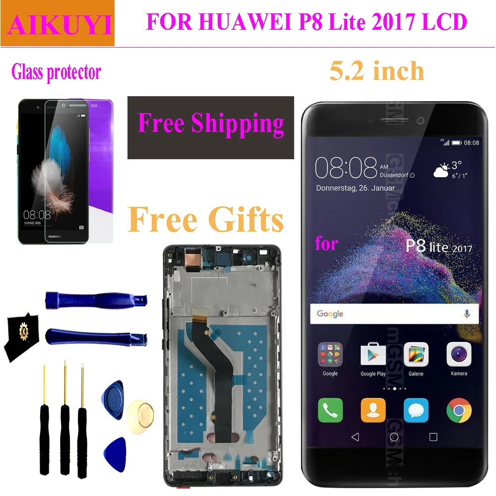 ORIGINAL Huawei P8 Lite 2017 PRA-LA1 PRA-LX1 PRA-LX3 LCD screen with touch screen digitizer Assembly frame
ORIGINAL Huawei P8 Lite 2017 PRA-LA1 PRA-LX1 PRA-LX3 LCD screen with touch screen digitizer Assembly frame