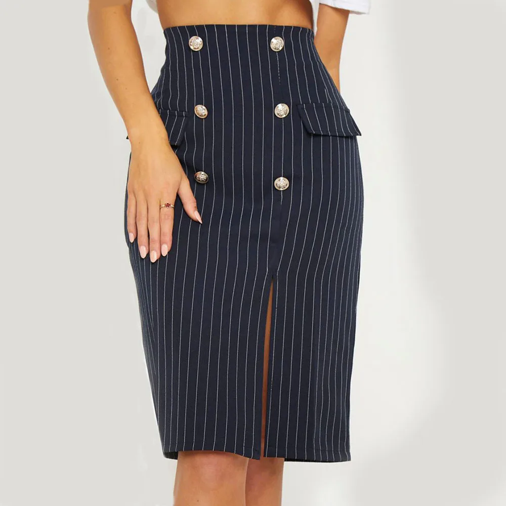 HOT sell Fashion 2018 Summer Skirt Womens Zipper Stripe Female Button Side Split Party Slit High Waist Skirt Femme Saia 
HOT sell Fashion 2018 Summer Skirt Womens Zipper Stripe Female Button Side Split Party Slit High Waist Skirt Femme Saia