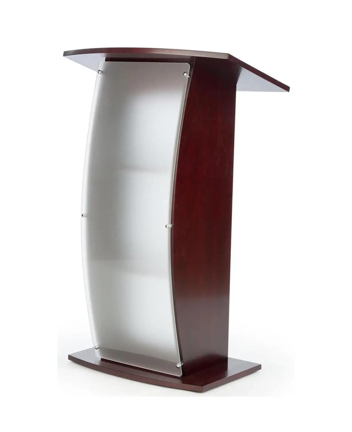Fixture Displays 44.25" Tall Podium for Floor, Curved Frosted Front Acrylic Panel - Red Mahogany
Fixture Displays 44.25" Tall Podium for Floor, Curved Frosted Front Acrylic Panel - Red Mahogany