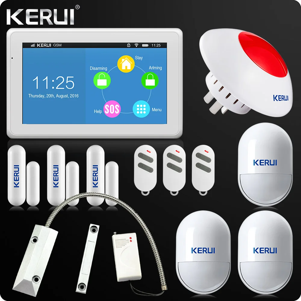 Kerui K7 Newest Arrival WIFI GSM Alarm System 7 Inch TFT Color Display for Home Alarm System Wifi Loud Siren Rolling door sessor
Kerui K7 Newest Arrival WIFI GSM Alarm System 7 Inch TFT Color Display for Home Alarm System Wifi Loud Siren Rolling door sessor