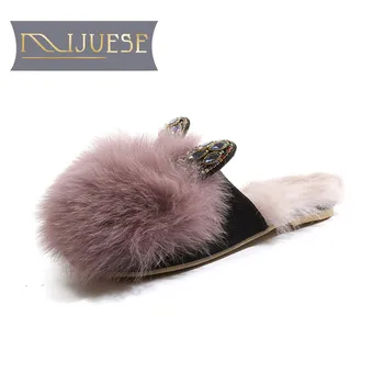 MLJUESE 2019 luxury women slippers Rabbit hair crystal Indoor fur winter warm wool flat slippers white color size 34-41
MLJUESE 2019 luxury women slippers Rabbit hair crystal Indoor fur winter warm wool flat slippers white color size 34-41