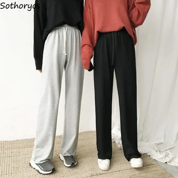 Pants Women Solid Simple All-match High Waist Drawstring Leisure Full Length Straight Pant Womens Trendy Korean Students Chic
Pants Women Solid Simple All-match High Waist Drawstring Leisure Full Length Straight Pant Womens Trendy Korean Students Chic