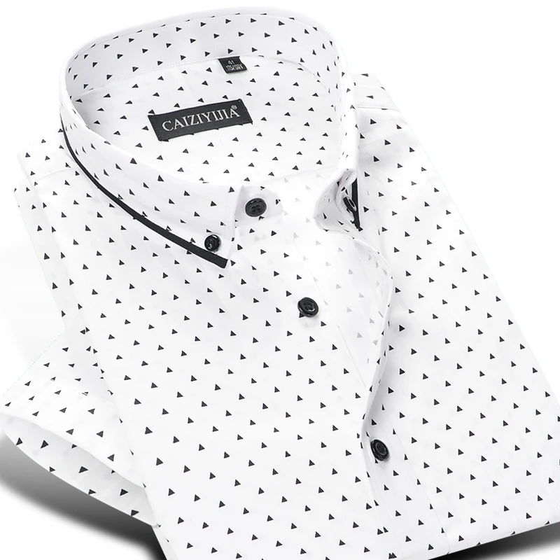 Men's Short Sleeve Polka Dot/Triangle Printed Dress Shirt Smart Casual Slim-fit Contrast Color Patchwork Tops Button-down Shirts
Men's Short Sleeve Polka Dot/Triangle Printed Dress Shirt Smart Casual Slim-fit Contrast Color Patchwork Tops Button-down Shirts