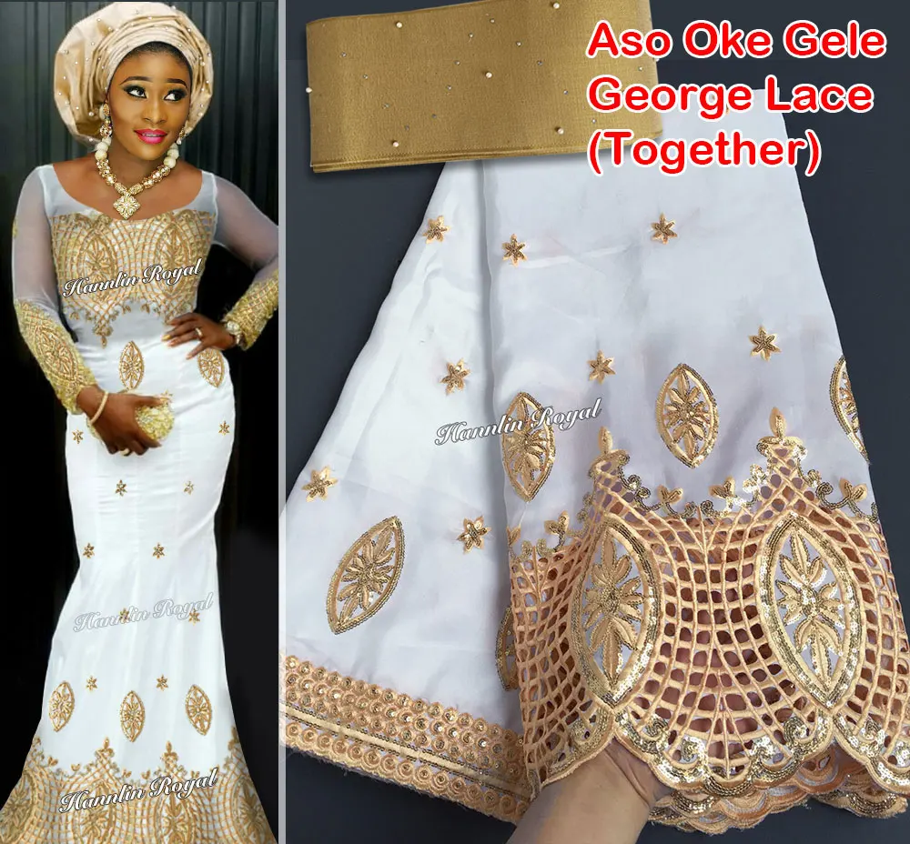 5 yards Blue Gold African George Lace Fabric matching Aso Oke headtie Head Tie gele scarf with beads stones Sold together
5 yards Blue Gold African George Lace Fabric matching Aso Oke headtie Head Tie gele scarf with beads stones Sold together