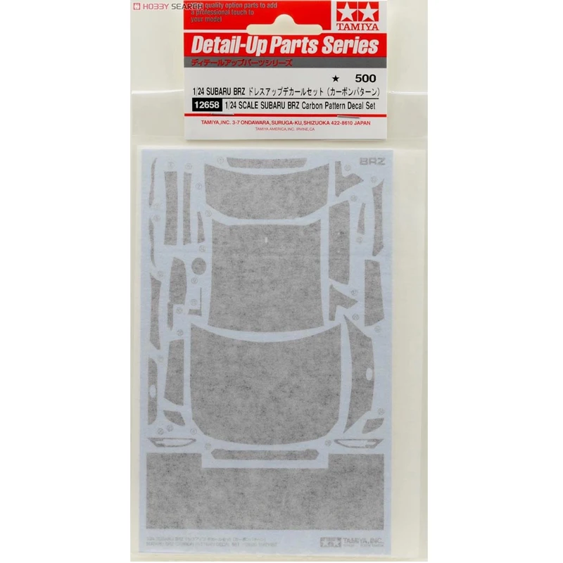 Tamiya 12658 Detail-Up Parts Series 1/24 Scale BRZ Carbon Pattern Decal Set 
Tamiya 12658 Detail-Up Parts Series 1/24 Scale BRZ Carbon Pattern Decal Set