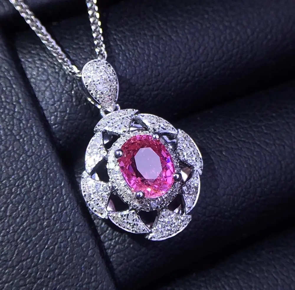Fine Jewelry 18 K Gold AU750 Natural 100% nature Padparadscha Sapphire 1.06ct Gold Diamond Pendant Gemstone Necklaces for Women
Fine Jewelry 18 K Gold AU750 Natural 100% nature Padparadscha Sapphire 1.06ct Gold Diamond Pendant Gemstone Necklaces for Women