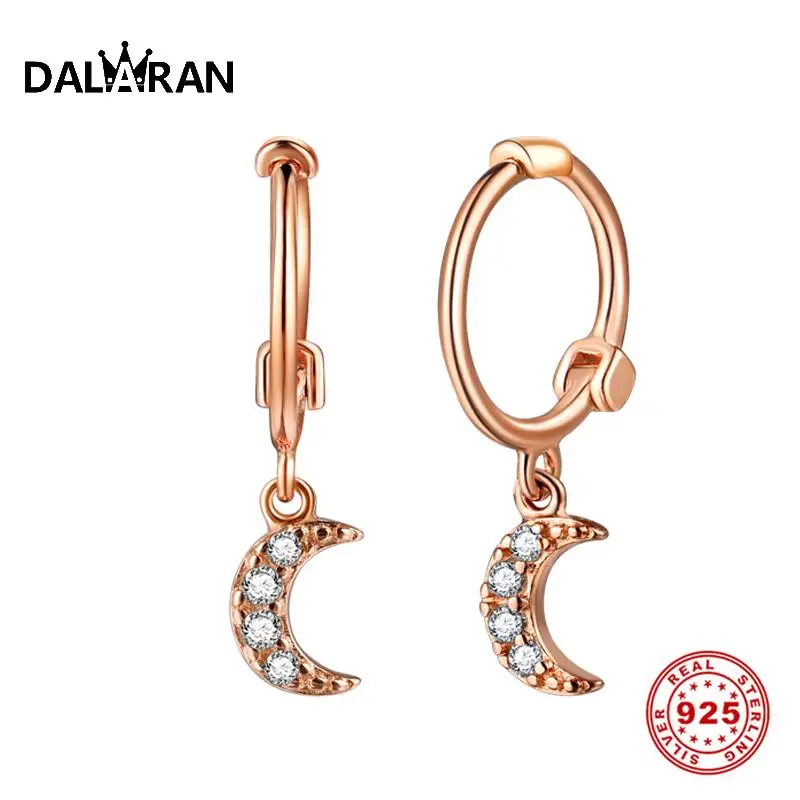 DALARAN 925 Sterling Silver Earrings Korean Style Rose Gold Moon Prevent Allergy Dazzling Cubic Zircon For Women Jewelry Gift
DALARAN 925 Sterling Silver Earrings Korean Style Rose Gold Moon Prevent Allergy Dazzling Cubic Zircon For Women Jewelry Gift