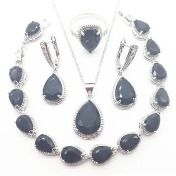 925 Sterling Silver Water Drop Black Created White CZ Women Jewelry Sets Earrings/Pendant/Necklace/Rings/Bracelet
925 Sterling Silver Water Drop Black Created White CZ Women Jewelry Sets Earrings/Pendant/Necklace/Rings/Bracelet