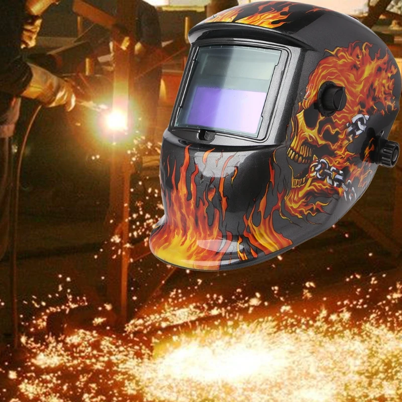 

Solar Auto Darkening Welding Helmet Mask Goggles UV/IR Presevation Skull Flame