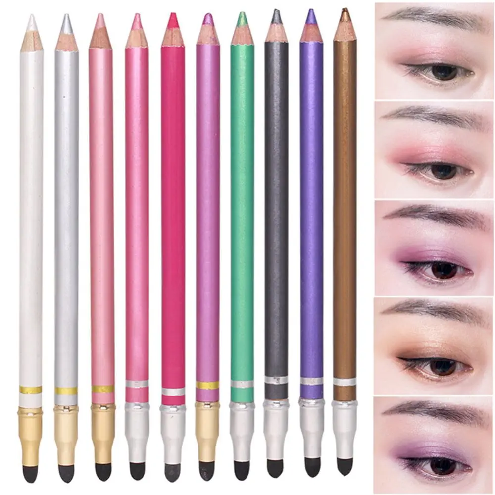 

1PC 10 Colors Double-headed Pearlescent Eye Shadow Pencil High-light Lying Silkworm Pen Brightening Waterproof Eye Liner Pencil